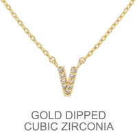 GOLD DIPPED CZ INITIAL NECKLACE